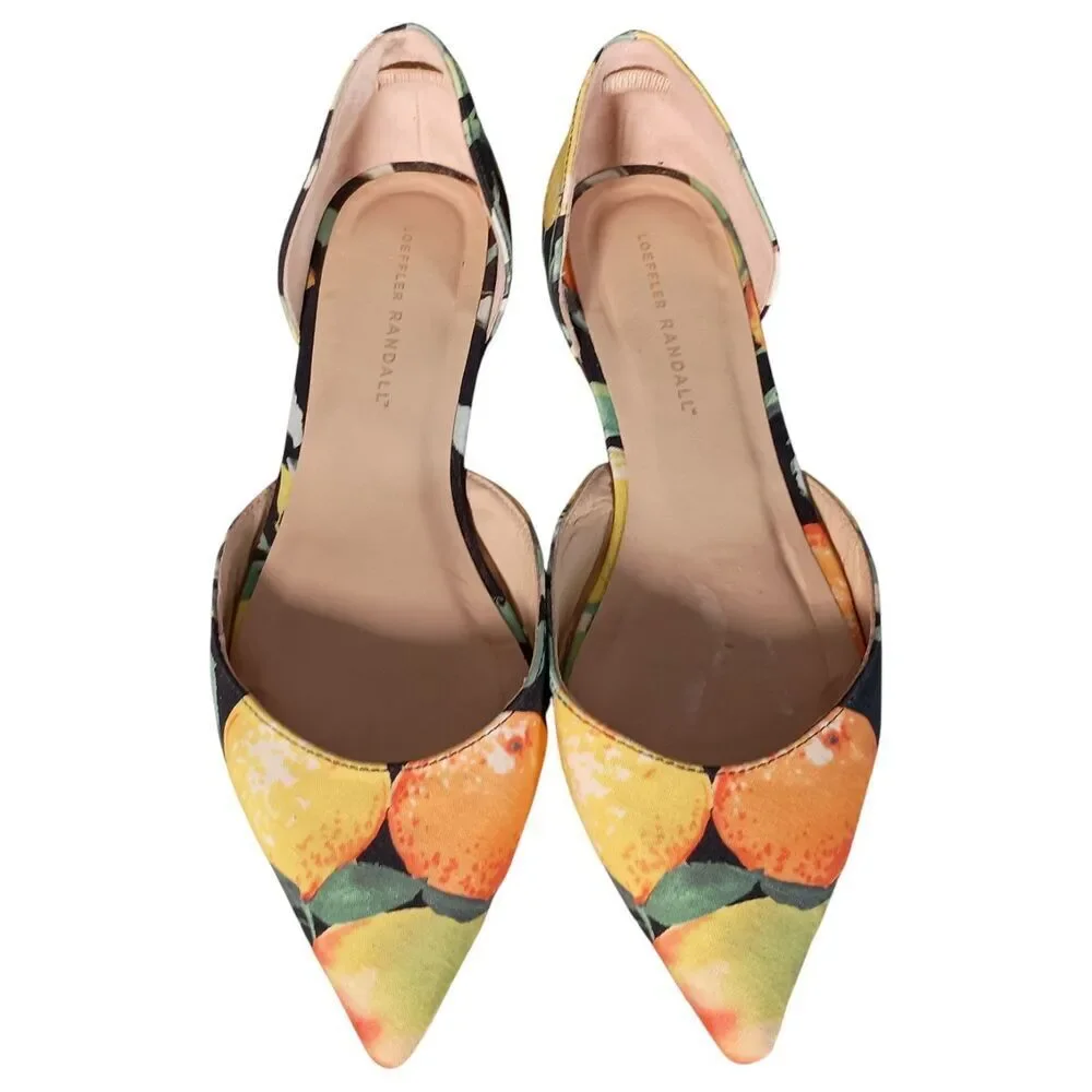Loeffler Randall D-Orsay Ballet Flats Citrus Fruit Textile Pointed Toe Womens 9